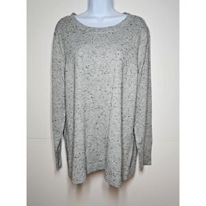 LOFT Women's Gray Speckled Long Sleeve Pullover Sweater Size 16 / 18 NWT